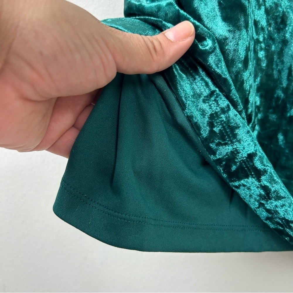 NWT - Lulus Drape Front Green crushed velvet mini dress size: XL - Picture 12 of 14